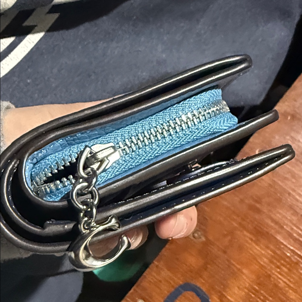Coach Pebbled Leather Small Wallet in Light Blue - Picture 6 of 6